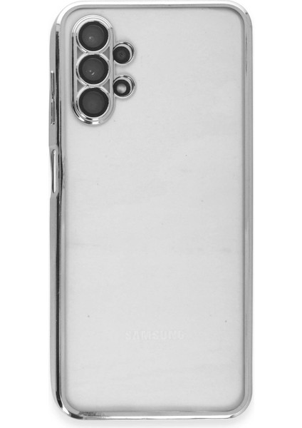 Samsung Galaxy A13 4g Crystal Shield Lensli Silikon (Lens Protector / Kamera Koruyucu Kılıf) - Gümüş fiyatları