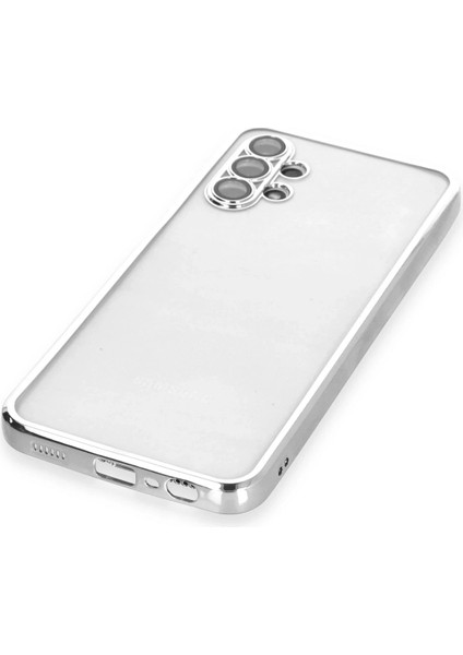 Samsung Galaxy A13 4g Crystal Shield Lensli Silikon (Lens Protector / Kamera Koruyucu Kılıf) - Gümüş fırsatları