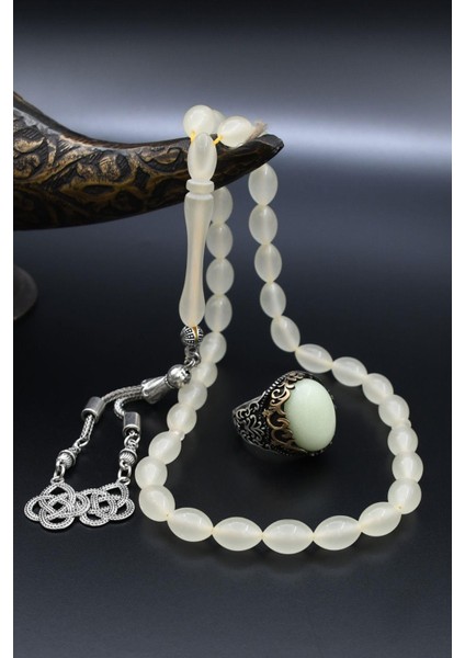 Fosforlu Tesbih Karanlıkta Parlayan ve 925 Ayar Gümüş Yüzük Fosforlu 902282