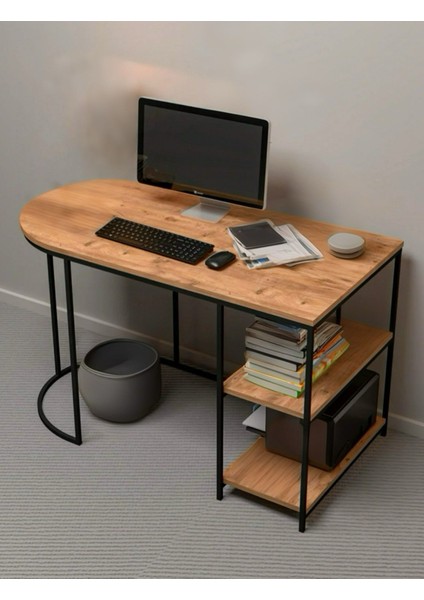 Raflı Çalışma Masası 125 cm x 60 cm Bilgisayar Masası Çok Amaçlı Makyaj Masası Ofis Masası Yemek Masası Atlantik Çam Rengi fiyatları