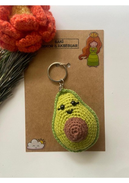 Sevimli Avakado Figürlü Amigurumi Anahtarlık