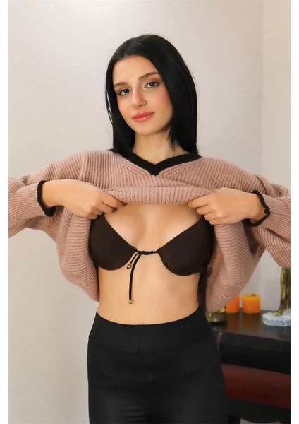 Kadın Destekli Balenli Önden Açılır Dekolteli Sütyen Kahve fiyatları