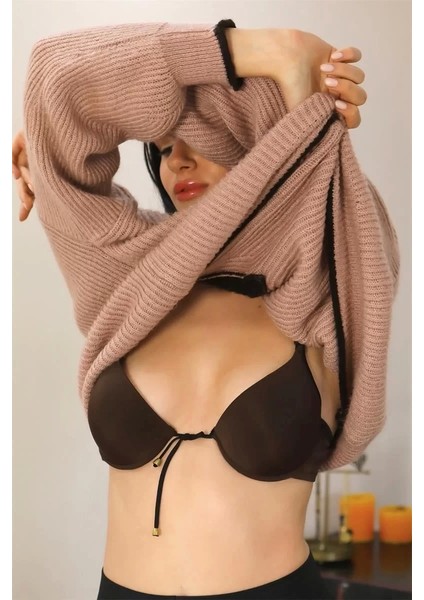 Kadın Destekli Balenli Önden Açılır Dekolteli Sütyen Kahve modelleri