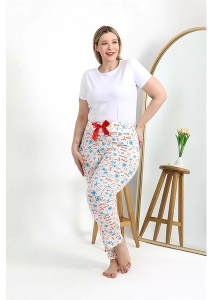 Kadın Pamuklu Büyük Beden Alt Pijama Ekru fiyatları