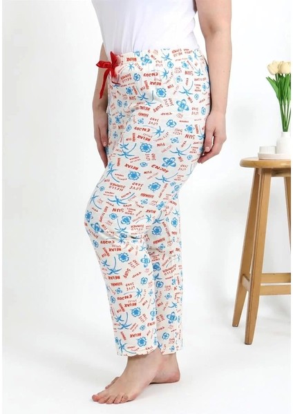 Kadın Pamuklu Büyük Beden Alt Pijama Ekru modelleri