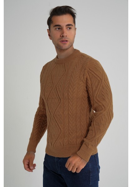 Erkek Baklava Yürütmeli Saç Örgülü Bisiklet Yaka Yün Kazak TRIST-5347 fırsatları