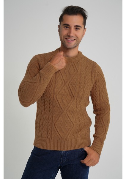 Erkek Baklava Yürütmeli Saç Örgülü Bisiklet Yaka Yün Kazak TRIST-5347 indirimleri