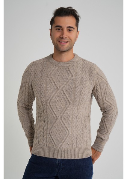 Erkek Baklava Yürütmeli Saç Örgülü Bisiklet Yaka Yün Kazak TRIST-5347 fiyatları