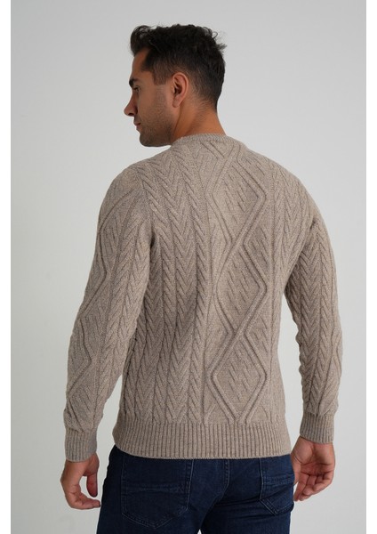 Erkek Baklava Yürütmeli Saç Örgülü Bisiklet Yaka Yün Kazak TRIST-5347 modelleri