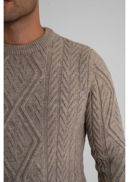 Erkek Baklava Yürütmeli Saç Örgülü Bisiklet Yaka Yün Kazak TRIST-5347 indirimleri