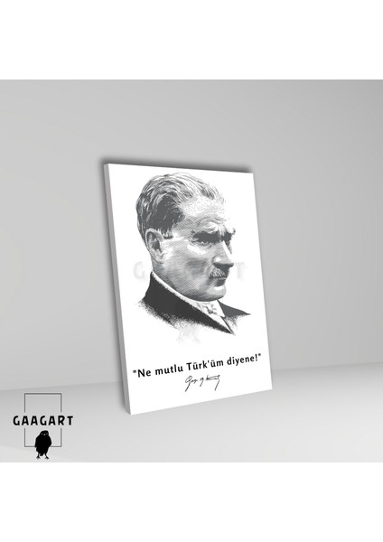 Tekli Dikey Kanvas Makam Panosu Atatürk Sözleri Siyah Beyaz Ne Mutlu Türk'üm Diyene! fiyatları