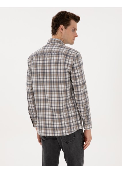 Erkek Kahverengi Regular Fit Uzun Kollu Gömlek 50316754-VR029 indirimleri