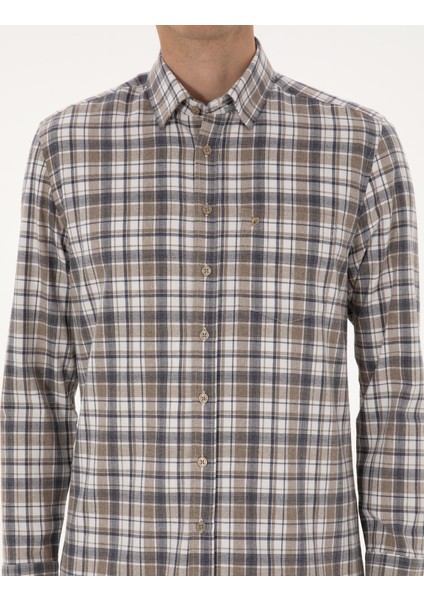 Erkek Kahverengi Regular Fit Uzun Kollu Gömlek 50316754-VR029