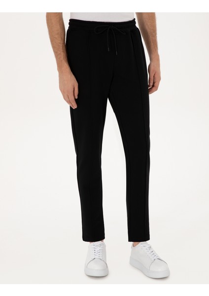 Erkek Siyah Slim Fit Nervürlü Düz Paça Eşofman Altı 50317659-VR046 fiyatları