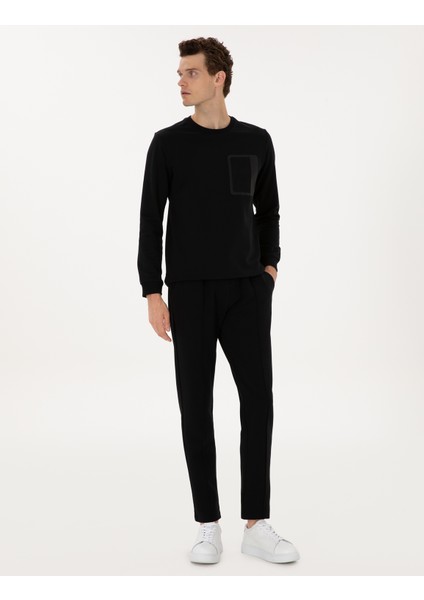 Erkek Siyah Slim Fit Nervürlü Düz Paça Eşofman Altı 50317659-VR046 modelleri