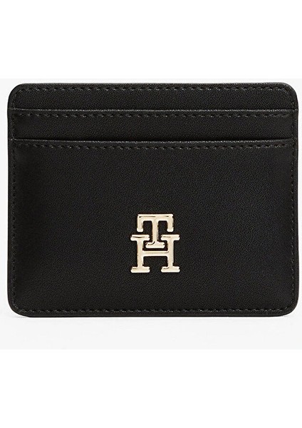 Th Icon Orta Boy Fermuarlı Monogram Kapaklı Kadın Siyah Cüzdan AW0AW17743BDS