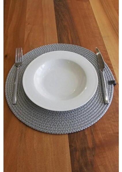 Amerikan Servis Runner 6 Lı Sunum Supla Gri Takımı Örgü Tabak Altı Yanmaz (Gri) fırsatları