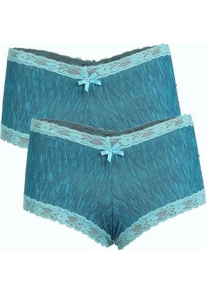 Kadın Pamuklu 2li Boxer Su Yeşili