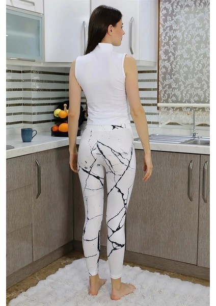 Kadın Micro Desenli Tayt Beyaz fırsatları