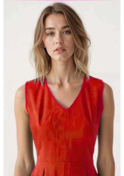 V Yaka Kuşaklı Krinkıl Kumaş Midi Elbise fırsatları