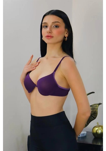 Kadın Destekli Balenli Sütyen Mor modelleri