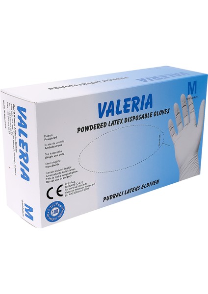 1 Paket Lateks Pudralı Mua. Eldiveni 100'LÜ M