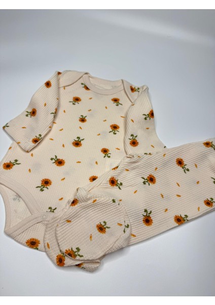 Ayçiçek Desenli Waffle Kumaş 2 Li Zıbınlı Takım fırsatları