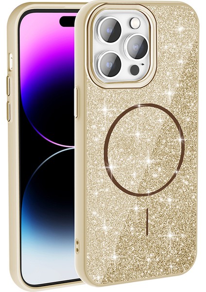 Apple iPhone 15 Pro Uyumlu Magsafe Özellikli Okso Kapak Gold