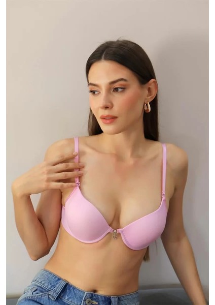 Kadın Destekli Balenli Sütyen Pembe modelleri