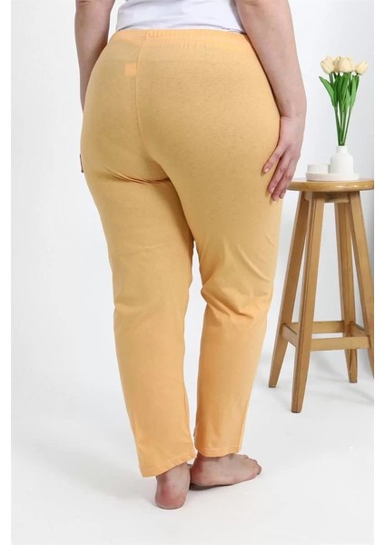 Kadın Pamuklu Büyük Beden Alt Pijama Sarı