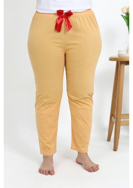 Kadın Pamuklu Büyük Beden Alt Pijama Sarı