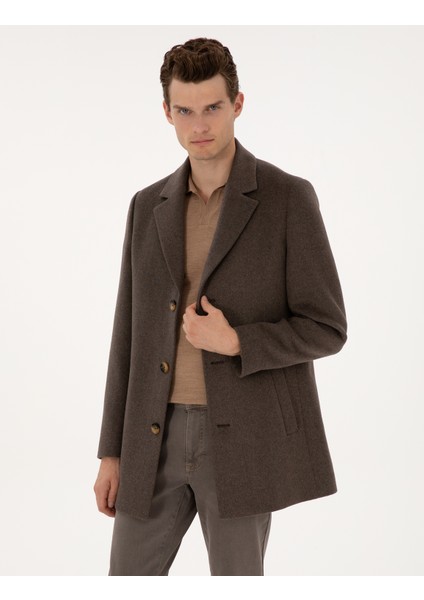 Erkek Kahverengi Ex. Slim Fit Kaşe Kaban 50317551-VR029