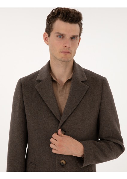 Erkek Kahverengi Ex. Slim Fit Kaşe Kaban 50317551-VR029 fiyatları