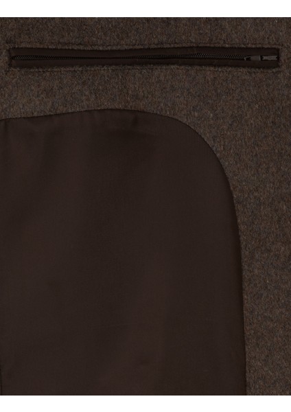 Erkek Kahverengi Ex. Slim Fit Kaşe Kaban 50317551-VR029