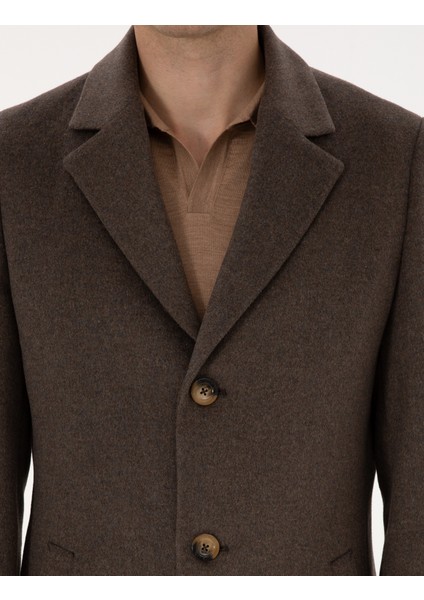 Erkek Kahverengi Ex. Slim Fit Kaşe Kaban 50317551-VR029