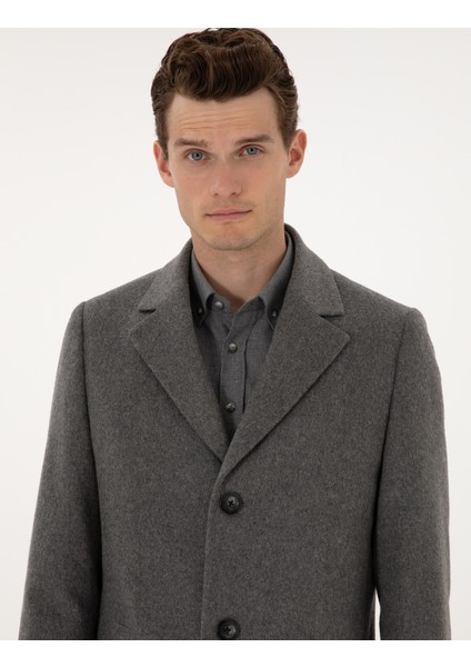 Erkek Gri Ex. Slim Fit Kaşe Kaban 50317551-VR024 fiyatları