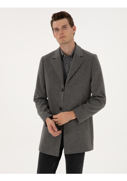 Erkek Gri Ex. Slim Fit Kaşe Kaban 50317551-VR024 modelleri
