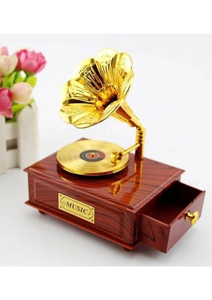Nostaljik Gramafon Hareketli Müzik Kutusu Çekmeceli N-28AL5 fiyatları