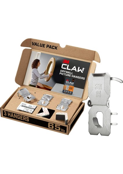 Claw (Tm) 29,5 Kg. Spot Işaretleyicili Alçıpan Resim Askısı, Oda Dekoru ve Ofis Dekoru Için Ağır Asma Çözümü, Aynalar Veya Büyük Sanat - 3'lü Paket