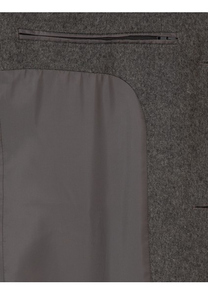 Erkek Gri Ex. Slim Fit Kaşe Kaban 50317551-VR024