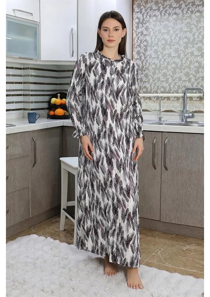 Kadın Uzun Kol Penye Gecelik Ev Elbisesi Mor fiyatları