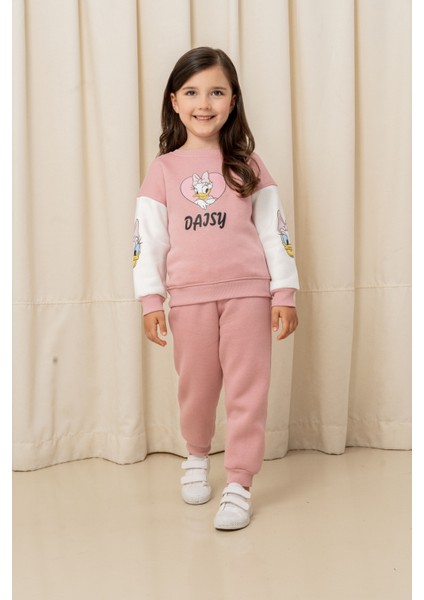 Kız Çocuk Taşlı Kalp Daisy Şardonlu 2'li Takım - 6307/6308