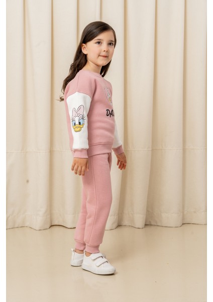 Kız Çocuk Taşlı Kalp Daisy Şardonlu 2'li Takım - 6307/6308