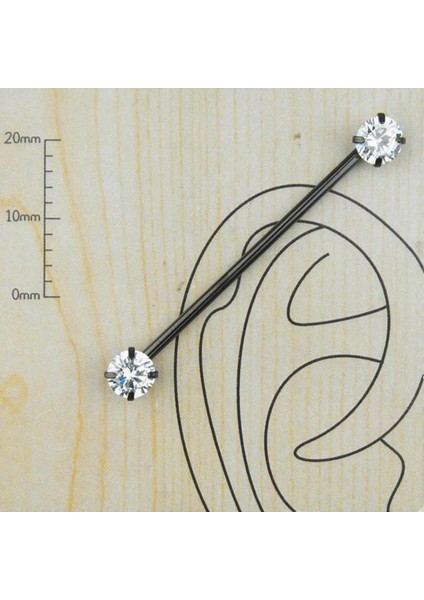 316 L Cerrahi Çelik Tek Taş Zirkon Köprü Piercing