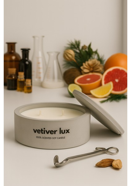 Dekoratif El Yapımı Yatay Mum : Çift Fitilli : Kokulu Soya Mum : Vanilla Boom