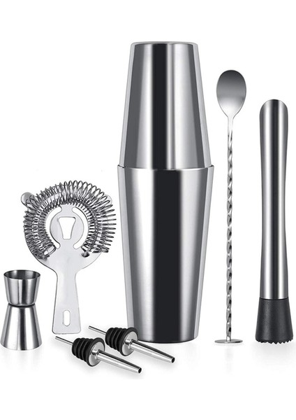 7 Parça Metal Kokteyl Seti, Şık ve Avantajlı Içki Karıştırma Takımı