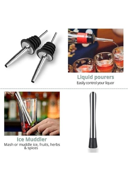 7 Parça Metal Kokteyl Seti, Şık ve Avantajlı Içki Karıştırma Takımı modelleri