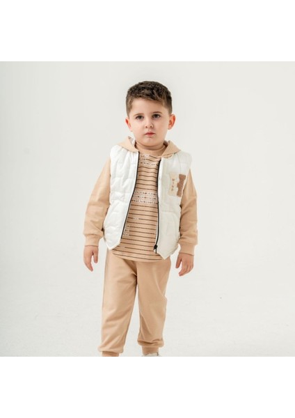 Erkek Bebek Çocuk Kapüşonlu Eşofman Takımı + Şişme Yelek 3’lü Kombin 25322