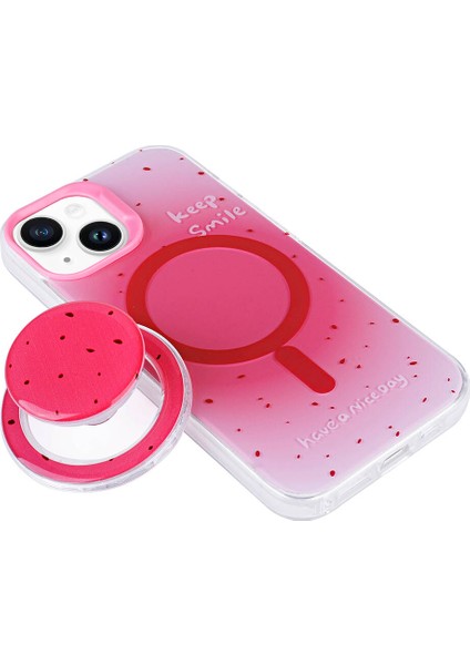 Apple iPhone 15 Uyumlu Magsafe Özellikli Tak Çıkar Soketli Tiktok Kapak Pembe Koyu fiyatları
