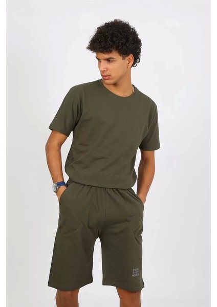 Erkek Pamuk Lakost Alt Üst Kaprili Pijama Takım Haki modelleri